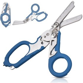 Resim Ximistore9 Kampçılar İçin Çok Fonksiyonlu Katlanır Çelik Makas Mavi, Taşınabilir Ve Dayanıklı 