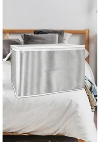 Resim 2 Adet Gri Çizgili Fermuarlı Mini Boy Hurç Yastık-kazak-kıyafet Düzenleyici 45 40 30 Cm Gri-beyaz 