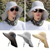 Resim 1 adet Unisex Hızlı Kuruyan Güneş Koruma Şapkası, Nefes Alabilen Polyester ve Naylon Karışımı, Balıkçılık, Yürüyüş, Plaj ve Kamp için Ayarlanabilir Bağcıklı - Hafif ve Rahat Uyum, Plaj Şapkası 