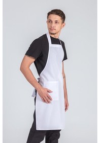 Resim Erkek Boyundan Asmalı Barista Şef Mutfak Önlüğü Beyaz 