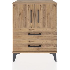 Resim Dienni Arges Komodin 2 Raflı 2 Çekmeceli 2 Kapaklı 60X30X80 Çam-Çam 