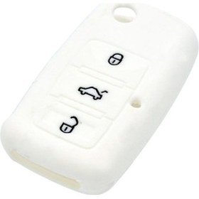 Resim Ripido Volkswagen Uyumlu Beyaz Slikon Anahtar Kılıfı Eski Model 