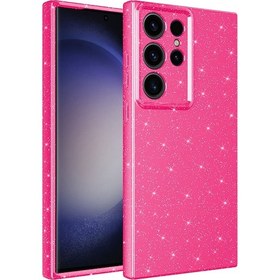 Resim Galaxy Uyumlu S23 Ultra Uyumlu Kamera Korumalı Simli Lüks Tchs Koton Kılıf-pembe Koyu Pembe Koyu 