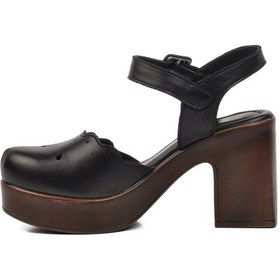 Resim Siyah Hakiki Deri Kadın Topuklu Sandalet 2217001y Z Siyah 