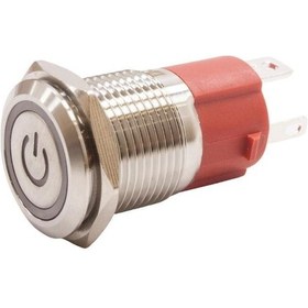 Resim Motorobit 16D-P1Z-Ec 16Mm Düz Anahtarlı Işıklı Power Metal Buton - Beyaz 