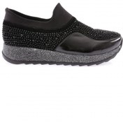 Resim Dgn Kadın Kalın Taban Kristal Taşlı Sneakers Ayakkabı Siyah 112130282674 