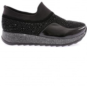 Resim Dgn Kadın Kalın Taban Kristal Taşlı Sneakers Ayakkabı Siyah 112130282674 