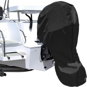 Resim Premium 420D Su Geçirmez Dıştan Takılan Motor Kapağı - Tekne Motorları için Tam Koruma, Güvenli Uyumlu Dayanıklı Kumaş, Siyah 