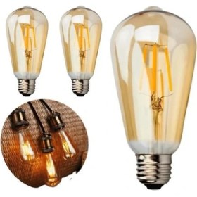 Resim 2 Adet 4 Watt Amber Işık Kaliteli Rustik Ampul, 300 Lümen, 4 Watt 25000K Amber Işık LED Rustik Ampul 