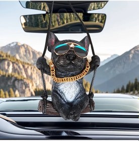 Resim Gaojunshop01 Siyah Sevimli Frenchie Ayna Aksesuarı Yorgunluk Azaltıcı Küp Şekilli Kolye 