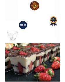Resim figanlar ambalaj 120 Cc 25 adet Prizma Mini Mika Plastik Sunum Kabı Kübik tatlı Kase salata meze Kasesi 