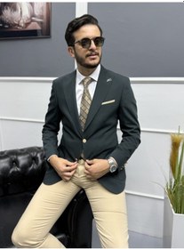 Resim Lux İtalyan Stil Erkek Takım Elbise Klasik Ve Modern Stil Petrol Yeşili 