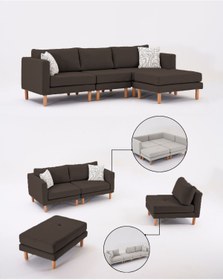 Resim Velura Home & Living Armin Akıllı Köşe Koltuk Takımı & Modern Modüler Yataklı Köşe Takımı - Koyu Ceviz 