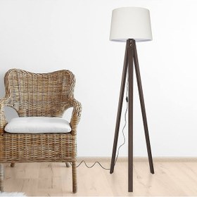 Resim 3 Ayaklı Lambader Konik Krem Kahve Ly683 