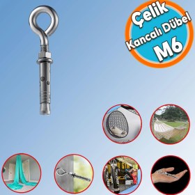 Resim Nzb Kancalı Çelik Dübel Hamak Salıncak Boks Torbası Lamba Avize Için Gömlekli Kapalı Ağız Kanca M6 