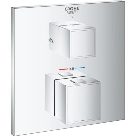 Resim Grohe Grohtherm Cube Termostatik Banyo Duş Bataryası 2 Çıkışlı Divertörlü- 24154000 Krom 