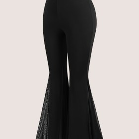 Resim Kadınlar için Şık Yüksek Bel Flare Pantolonlar - Nefes Alabilir, Kalça Kaldırıcı, Esnek Polyester Taytlar Düz Renklerde 