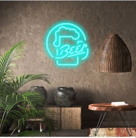 Resim Beer Yazılı Ve Şekilli Neon Tabela Turkuaz 