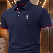 Resim D1-Dönüşmüş Bacaklar 2025 Yeni Stil Erkekler Renk Bloğu Gömlek, Yaz Rahat Spor Rahat Nefes Alabilen T-Shirt, Modaya Uygun Kore Sürümü, Polyester, Esnek Olmayan, Geometrik Desen, Düğme Detayı, Normal Beden, Parti Giyim ile 