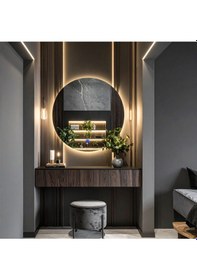 Resim Swirl Günışığı Lazer Kumlamalı Lavabo & Banyo Aynası Dokunmatik Sensörlü 60 X 60 