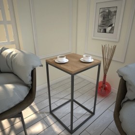 Resim Pasific Home Pure Yan Sehpa, Metal Yan Sehpa ,Koyu Meşe 
