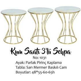 Resim Brc Kum Saati Zigon Beyaz Mermer Desen Metal Transmisyon Çelik Go 