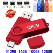 Resim 128GB/100GB/16GB USB 2.0 ve Type-C OTG Flash Sürücü - Renkli Manyetik Kapaklarla Yüksek Hızlı Kalem Sürücüsü, 2'si 1 Arada Veri Depolama Çubuğu, Kırmızı 