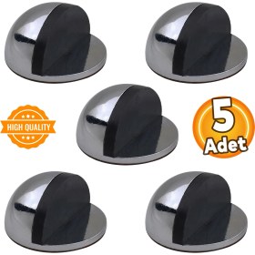 Resim Badem10 YYarımay Yapışkanlı Kapı Kolu Stoperi Tamponu Stop Metal Durdurucu Tutucu Tutacağı Füme 5 Adet 