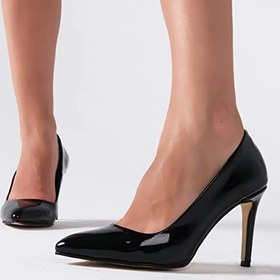 Resim Mio Gusto Basic Siyah Rugan Kadın Stiletto Topuklu Ayakkabı 