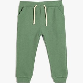 Resim Koton Basic Eşofman Altı Dokulu Beli Bağlamalı Pamuklu Yeşil 5wmb40006tk Yeşil 