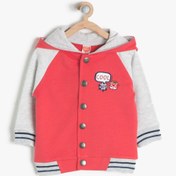 Resim Erkek Bebek Sloganlı Kapüşonlu Sweat Hırka 