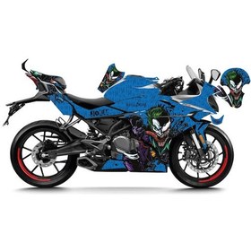 Resim Cfmoto 250sr Mavi Joker Venom Sticker Parçalı Motosiklet Kaplama Etiket Modeli 