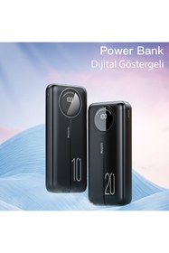 Resim Yesido YP40 10.000 mAh Dijital Göstergeli USB3.0 PD Hızlı Şarj Powerbank - Siyah 376008 