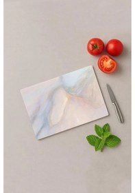 Resim 2'li Temperli Cam Kesme Tahtası 20x30 & 25x35 Cm Desenli Antibakteriyel Mutfak Doğrama Camı Pembe 