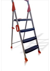 Resim Ev Okul İşyeri Mutfak Kütüphane Raf İçin Dekoratif Kaydırmaz 4 Basamak Sağlam Dengeli Kısa Merdiven 3+1 Basamaklı 