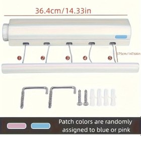 Resim Elmpaly 5 Çizgili Teleskopik Çamaşır İpi 14763 İnç Dayanıklı Plastik Mavi Veya Pembe Yatak Odası Banyo Salon İçin 