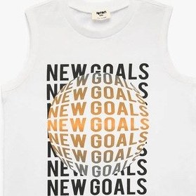 Resim Koton Baskılı Beyaz Erkek Çocuk Kolsuz T-shirt 6skb30009tk 