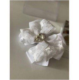 Resim QUEEN AKSESUAR Beyaz Kristal Taşlı Yıldız Desenli Anne Kız Çocuk Bebek Hediye Klipsli Toka 