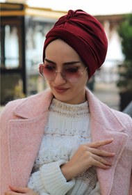 Resim Sahra Şal Dünyası Kadife Çapraz Bone Bordo 