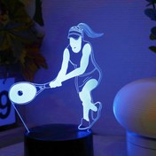 Resim Spor Severler İçin Mükemmel Hediye - Pilsiz Çeşitli Odalar İçin Uzay Temalı, USB Güçlü Plastik Masa Atmosfer Lambası ile Aydınlatma Yöntemi ile Modern 3D Tenis Oyuncusu Gece Lambası, Geometrik Dokunmatik Renk Değiştiren Lamba 