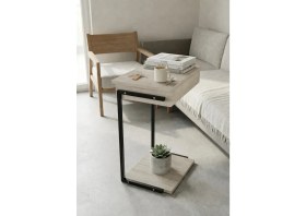 Resim Maison Linden Meşe Tekerlekli C Sehpa Açılır Kapaklı Laptop Masası Gizli Depolama 50X34X65 cm 
