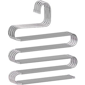 Resim S Şeklinde Pantolon Askısı - Kot Pantolon, Eşarp, Pantolon, Kravat Ve Havlu İçin Paslanmaz Çelik Dolap Düzenleyici 