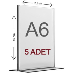 Resim DKM Protect A6 T Tipi Dikey Masa Üstü Şeffaf Pleksi Föylük Fiyatlık Menü Broşürlük 5 Adet 