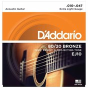 Resim D'Addario EJ10 80/20 Bronze Akustik Gitar Teli (10-47) 