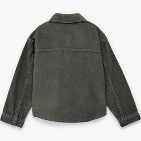Resim Koton Pamuklu Uzun Kollu Oversize Kadife Gömlek Gri 6wkg60019aw Gri 