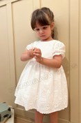 Resim penu baby kids Beyaz Full Fisto Detaylı Kısa Kol Kız Bebek Elbise 