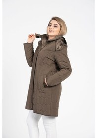 Resim Vetre Kadın Kapitone Mont (95 Cm) Haki Büyük Beden 1016 Çok Renkli 