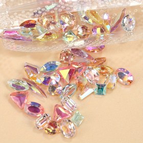 Resim Resin Tırnak Sanatı Taşları, Aksesuarlar, Ayakkabılar, Giysiler, Makyaj, Çantalar, Tırnak Sanatı Süslemeleri Yapmak İçin Çoklu Şekil Kristal Tırnak Sanatı Taşları 