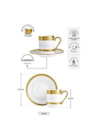 Resim Karaca Royal Bone Charlotte 6 Kişilik Kahve Fincanı 90 Ml 