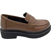 Resim Tabya - 1010 | Kadın Hakiki Deri Ortopedik Kalın Taban Oxford Ayakkabı - Taba - 41 